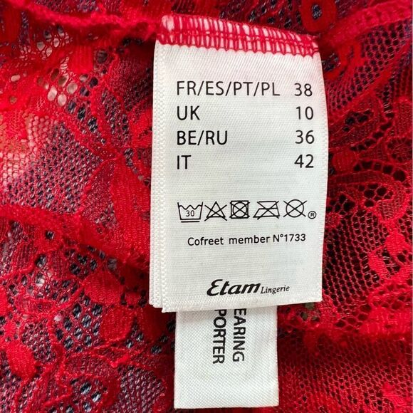 Etam Paris Red Lace Low Back Chemise Lingerie 6 - Picture 12 of 15